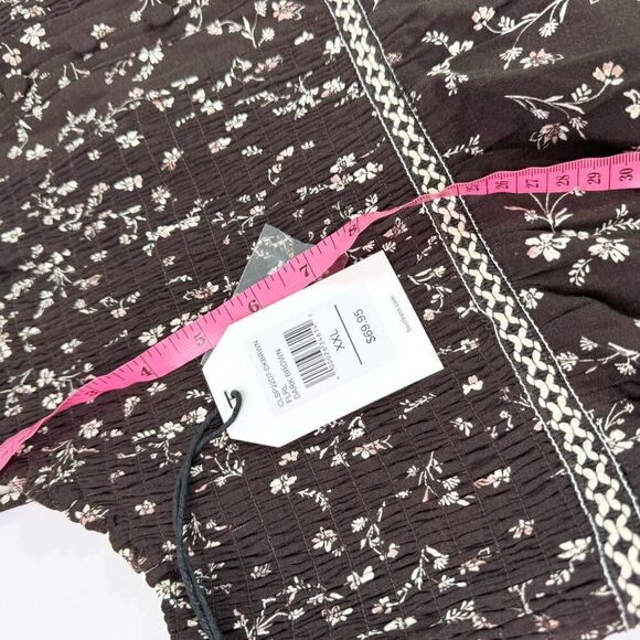 Cleo + Wolf Maxi Dress Womens 2XL XXL Tiered Brown Floral Smocked Cottagecore - Picture 5 of 13